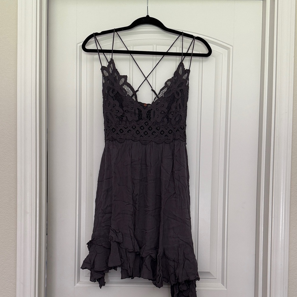 Free People Charcoal Adella Lace Dress